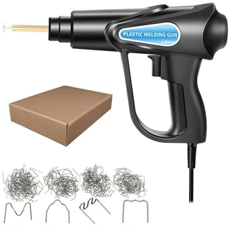 cucitrice calda Saldatrice per plastica da 70 W, kit di riparazione per paraurti auto con pistola per saldatura in plastica e 200/600/1000 punti metallici caldi(Gun with 200)