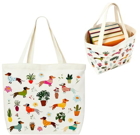 Tupinerq Stofftasche für Hunde, 34 x 38 cm Lustige Hunde Muster, Wiederverwendbar Einkaufstasche, Geschenk Buchliebhaber, Hundeliebhaber Deko Stofftasche für Kollegen, Gute Freundin