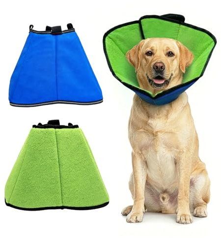 Isabelino hundhalsband, skyddande halsband, andningsbart och mjukt, justerbart, bekvämt antislickande halsband för hundar, postoperativt skydd mot lamm (blå, XL)