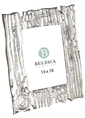 belssia Portafotos Corteccia Albero, Metallo, Oro, 22 x 27 x 2 cm