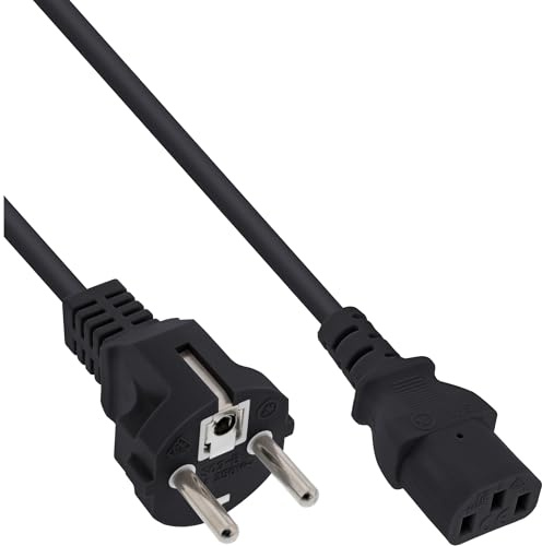 InLine® 16651N Câble d'alimentation, Contact de Protection Droit vers connecteur IEC C13, 0,3 m, Noir