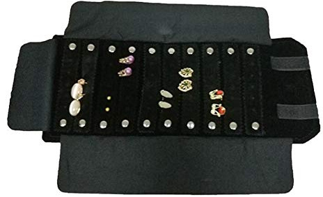 Portable Velvet Soft Jewelry Roll Bag,Earrings Organizer Storage Bags,Ring Stud Roll Up Bag Foldable Display Case Carrier Pouch,Travel Exhibiting Bag Carrying Cases -48x29cm