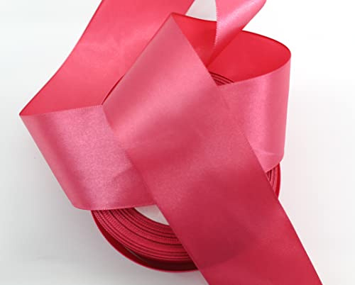 CaPiSo 22m Satinband 50mm Breite Schleifenband Geschenkband Dekoband Weihnachten Hochzeit (Dunkles Rosa, 22m)
