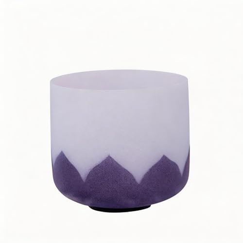 ENERGYSOUND 432Hz A 3rd Eye Chakra Lotus Frosted Quartz Crystal Singing Bowl 7 inch with Lotus Design mallet and o-ring included