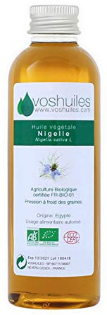 VOSHUILES - Huile Végétale BIO de Nigelle Épicée et Poivrée 50ml - Produit Cosmétique ou Complément Alimentaire - Soin Naturel pour Peau et Cheveux - 100% Pur et Naturel