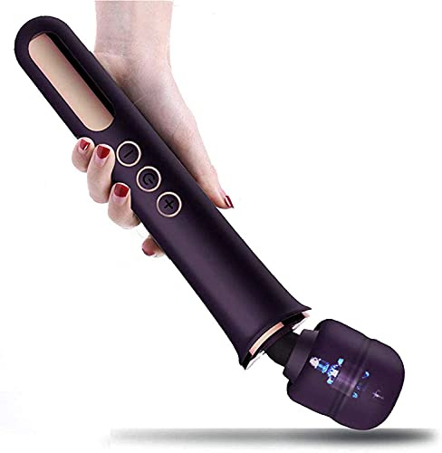 Honey Jungle Vibrador inalámbrico recargable Varita Masajeador 5X Velocidades 10x Modos Funcionamiento silencioso Embalaje discreto (púrpura/dorado)..
