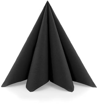 Sovie HORECA XL Serviette in SCHWARZ aus Linclass Airlaid, 48 x 48cm, 1/4 Falz, 50 Stück – Hochwertige Stoffoptik, reißfest & saugfähig, ideal für Gastronomie & Events