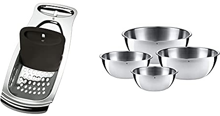 WMF Spätzle-Profi 35 x 14 cm, Spätzlereibe mit Teigschaber, Spätzlehobel, Cromargan Edelstahl & Gourmet Schüsselset 4-teilig, Edelstahl Schüsseln für die Küche 0,75l - 2,75l, Rührschüssel