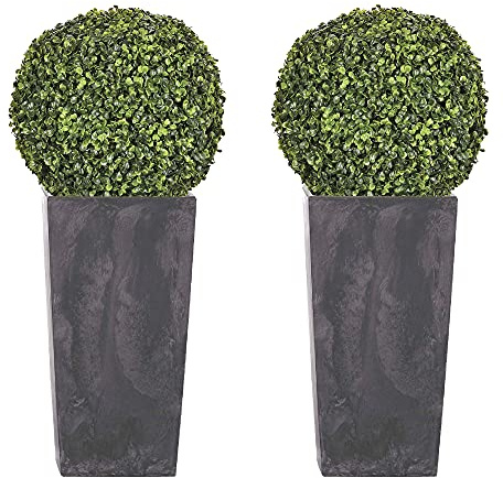 WELL HOME MOBILIARIO & DECORACIÓN Set di 2 fiori+2 piante bosso antracite