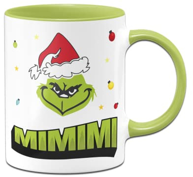 Tassenbrennerei Grinch Tasse mit Spruch MiMiMi - Weihnachtstasse lustig - Kaffeetasse mit Spruch für Weihnachten (Hellgrün)