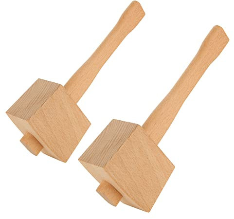 DIRBUY 2 mazos de madera de 9.6 pulgadas para carpintería, mazo de madera de haya maciza de 7 onzas, mazo de tallado de madera adecuado para golpear sin daños