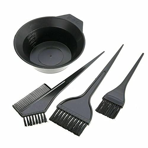 4Pcs/Set Professional Hair Colouring Brush, Hair Dye Color Brush and Bowl Set, Dye Tint Bleaching Bowl Salon Comb Hairdressing Tool Set