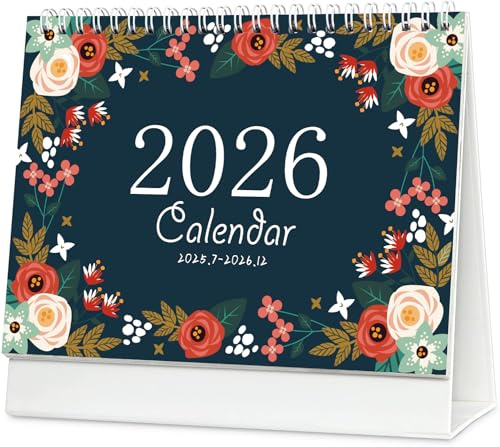 Schreibtischunterlagen-Kalender, Juli 2025 – Dezember 2026, Monatsplaner, Tagesplaner, Schreibtischkalender, akademischer Jahresplaner für Schule, Büro, Zuhause, Doppeldraht, 21,8 x 17 cm (C)