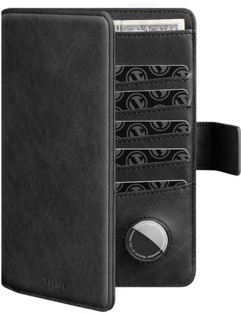 VULKIT Reisepasshülle RFID Blocker mit Airtag-Halter Ausweismappe Passport Hülle Leder Reisegeldbeutel für Herren oder Damen Reisepass Hülle Passport Cover Travel Essentials, Dunkelgrau