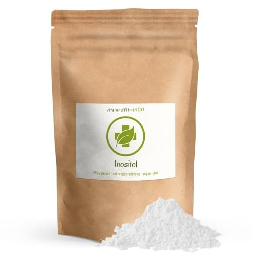 vitalundfitmit100 Inositol Pulver 250 g, Vitamin B8, vegan, rein, pflanz. Quelle