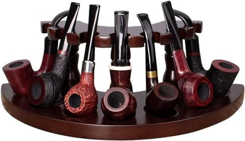 OSBELE Tobacco Pipe Holder Wooden Tobacco Pipe Holder Stand Smoking Pipe Display Stand Holds 7 Tubes for Smokers or Collectors Decorative Gift