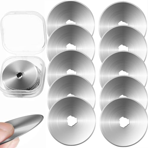 MAEXUS 10 Stück Rollschneider Runde Ersatzklingen 45mm - Edelstahl Stoffschneider Rollmesser Rundklingen, Profi Nähen Ersatzklingen Quilten Cutter für Stoff Leder Papier (45mm)