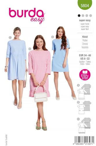 Burda Schnittmuster, 5804, Kleid [Damen, Gr. 34-48], Level 1 super easy
