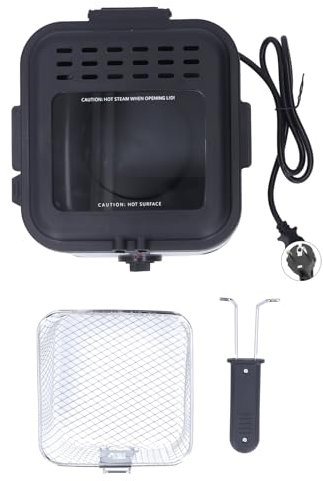 Liuyoyo Friteuse électrique Friteuse électrique à Frites 2,5 L 1000 W Température Réglable Carrée en Acier Inoxydable Friteuse électrique pour Rondelle D'oignon de Poulet(eu)