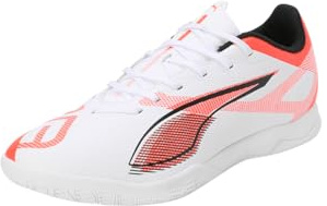 Puma Ultra 5 Play IT, Unisex Fussballschuh, Puma White-Puma Black-Glowing RED,