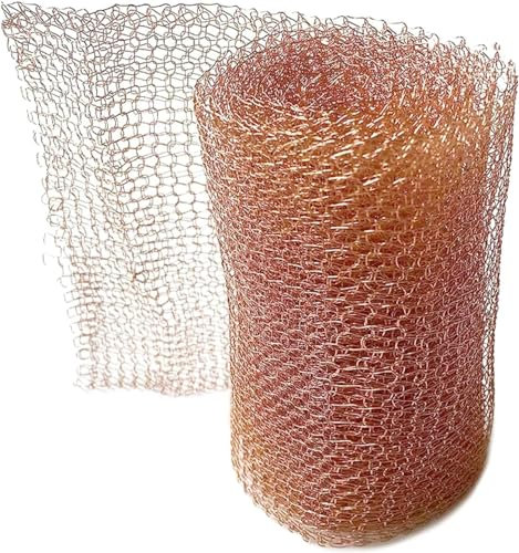 Copper Mesh Slug Repellent UK, Copper Mesh for Pest Control, 5in X 20Ft Slug Nematodes Snail Repellent Double Layer Knit Copper Wire Mesh Rodent Control for Mouse & Rat Proof, Pest Control,Fill Fabric