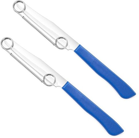 Kunoli 2 Stück Schnell Schneidemesser mit Abnehmbarer Feder, Multifunktionale Obst und Gemüse Schälmesser, Edelstahl Schälmesser und Schäler für Tomaten und Kartoffeln, Küchenwichtige Werkzeuge