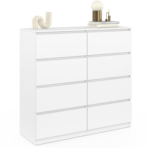 IDMarket - Commode 8 tiroirs TOMI 110 cm Bois Blanc