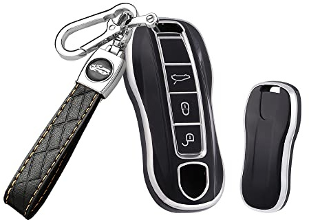 Ysbxitu Schlüsselbox Keyless Go Schutz kompatibel mit Porsche Cayenne Panamera 911 971 9YA Macan Boxster Carrera Taycan 911 971 Gehäuse der Fernbedienung Cover Schlüsselgehäuse Geschenkidee- C Schwarz