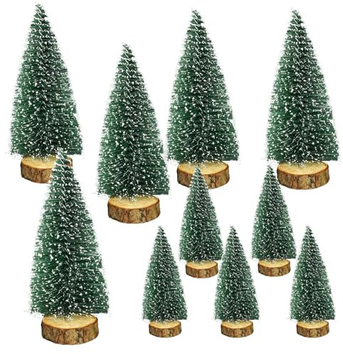 HO2NLE 10 mini árbol de Navidad, árbol de Navidad artificial pequeño con efecto de nieve, árbol de Navidad para la decoración de la mesa, decoración de Navidad DIY, vitrina de tienda