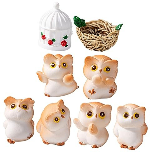 JOINPAYA Miniatur-eulenfiguren Aus Harz Kleine Eulenstatue Eulendekoration Für Schreibtisch Eulenmodell Eulenskulptur Entzückende Tierfigur Mini-tierfigur Eulenornament Ornamente Für