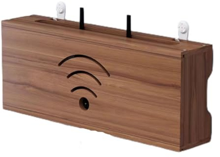 Caja Enrutador WiFi Grande Soporte Pared for Router WiFi Cajas De Llaves Pared Caja for Ocultar Router(Walnut Color,30 * 20 * 10cm)