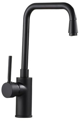Grifo de cocina negro de latón clásico, lavabo giratorio de 360 ​​°, grifo de agua fría y caliente de siete caracteres con 2 mangueras 8071A