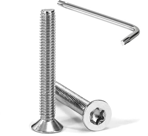 Tunejoy Tornillos de Cabeza Avellanada Torx M4 x 30 mm Tornillo Avellanado Mecánico de Acero Inoxidable A2 V2A con T20 llave Rosca Completa 20 Piezas