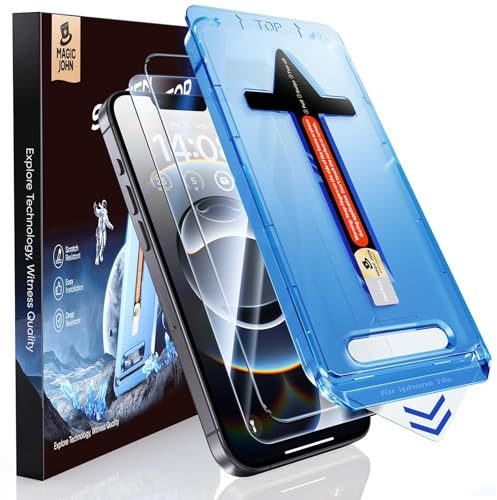 MAGIC JOHN 2 Stück für iPhone 16e für Schutzfolie (6,1 Zoll), Auto-Dust-Eliminierung, 9H, HD Klar, Bläschenfrei, Einfache Installation