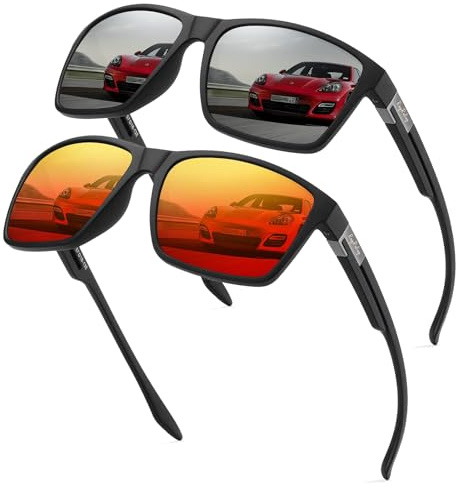 Rayruling 2 Paar Sonnenbrille Herren Polarisierte Damen, Sport Sunglasses Men Schwarz,Retro TR90 Ultraleicht Rahmen, UV400 HD Golf/Fahren/Angeln/Reisebrille/Outdoor-Sportarten Mode Sonnenbrillen