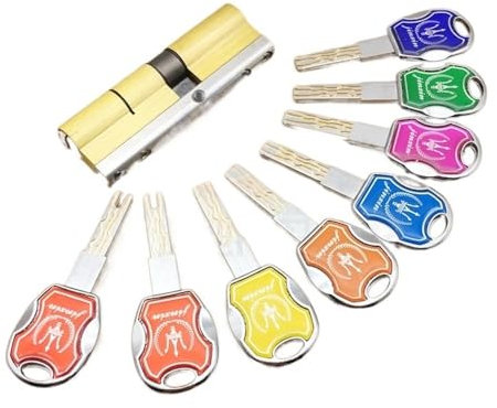 Drahtseilklemmen, Drahtseilkabelklemmen ABS-Türschloss, Messingzylinder, beidseitig offen, Aufbrechschutz, Edelstahlstange, Messing-Schlangennut, Zylinderfarbe, 8 Schlüssel, Zylinderschloss(90(32.5 57