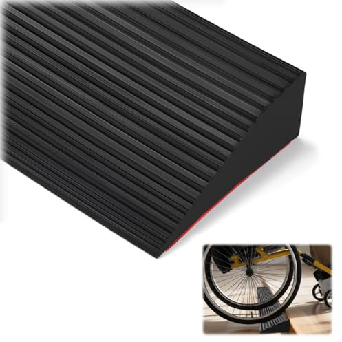 Rampa per Soglia,Rampa per Disabili 900 x 80 x (10-30) mm Rampa Moto Rampa per Sedia a Rotelle Passeggini Deambulatori o Scooter (Nero, 90x8x2.5cm)