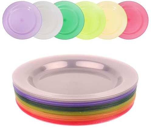 Lot de 30 assiettes rondes réutilisables en plastique de 25 cm pour pique-nique, enfants, tout-petits, utilisation en intérieur et en extérieur – Sans BPA, passent au lave-vaisselle et au micro-ondes