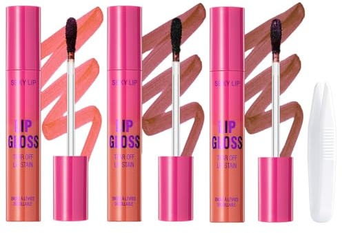 Erinde Set de 3 Tinte Labios Peel Off, Lip Tint Larga Duración, Wonderskin Lip Stain Resistente, Color Intenso y Natural, Maquillaje Labial Impermeable y Fácil de Usar