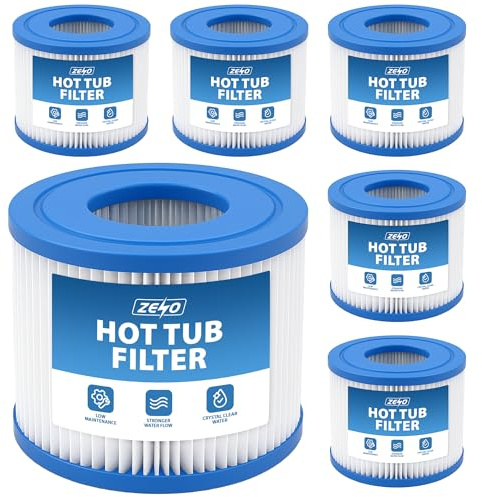 ZENO Hot Tub Filter 6 Pack | Spa Filters for Hot Tub | Replacement Filters for Lazy Spa | Water Filter Cartridges Compatible For Lay-Z-Spa, SaluSpa 90352E, Intex Type VI, Bestway