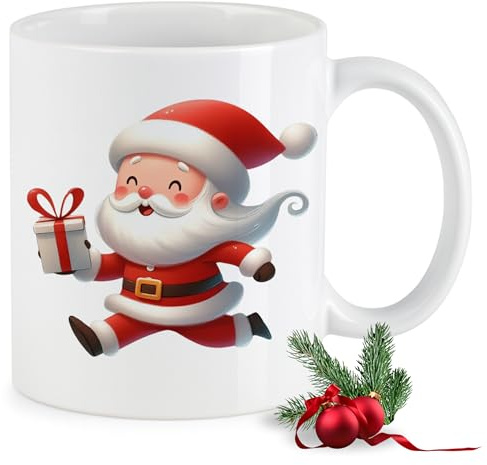GRAZDesign Weihnachtstasse Weihnachtsmann Keramiktasse mit Santa Motiv – Kaffeebecher Geschenk zu Weihnachten für Männer, Frauen & Kollegen