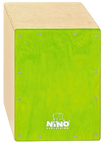 Nino Percussion Cajon Kinder Instrument - Trommelkiste für Kinder ab 4 Jahren - Musikinstrument - Schlagfläche Baltische Birke, Grün (NINO950GR)