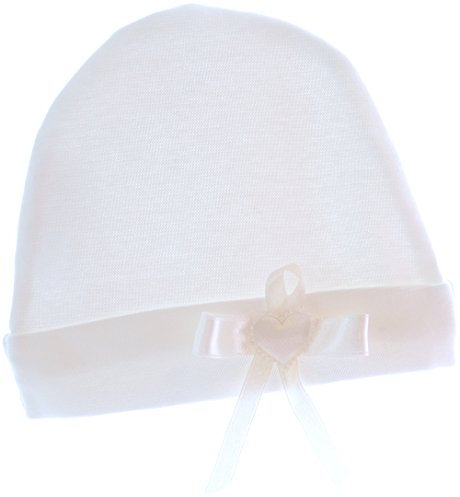 La Bortini Baby Mütze Mützchen Cap Mit Schleife Creme Baumwolle (KU 44-46cm.)