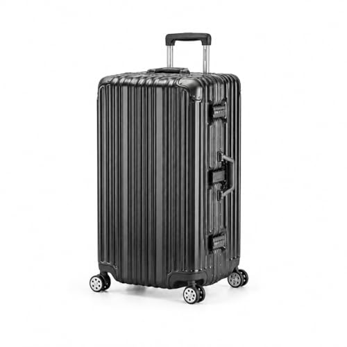 Travelhouse London XL Koffer Sport · Aluminium Rahmen & Polycarbonat Hartschale Reisekoffer · 2X TSA Zahlenschloss · 4X 360° Doppelrollen · 43x36x76cm · Vol. 115L · Farbe: Schwarz