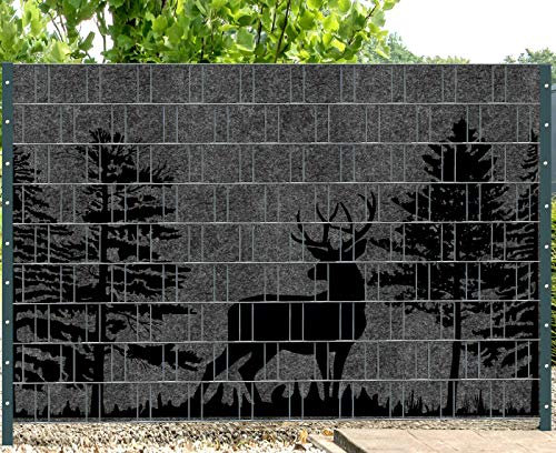 PerfectHD Zaunsichtschutz - Sichtschutz mit Motiv - Florenz Forest 3 - Sichtschutzstreifen für Doppelstabmattenzaun - 9 Streifen - 19 cm breit - 24 Varianten