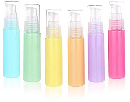 6Pcs 30ml Macaron Color Empty Plastic Lotion Pump Bottle Portable Travel Cosmetic Storage Container Vials for Shower Gel Serums Makeup Emollient Emulsion Lotion Shampoo Toiletries (Color Random)