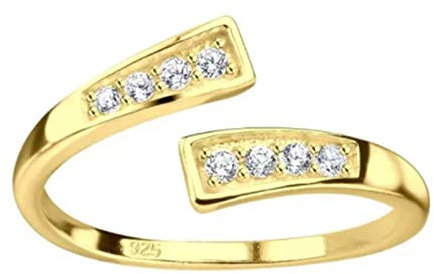 FIVE-D Ring Zehenring Zehring Zirkonia Fußschmuck 925 Sterling Silber (Gold-Klar)