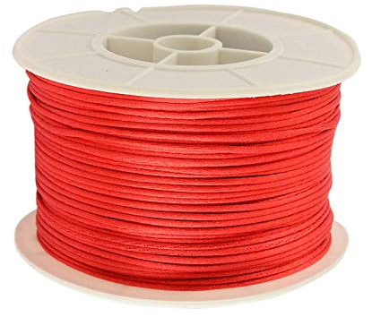 Cheriswelry Cordoncino in nylon rosso a coda di topo, 91,4 m, 1 mm, rotondo, con bobina, per gioielli, collane, bracciali, macramè e perline artigianali