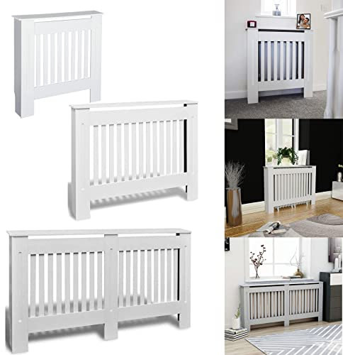 YouseaHome Large Radiator Cover, Modern Painted MDF Radiator Cover Wall Cabine, Heater Cover Vertical Slatted Grill Slats, Wood Color Top Shelf Radiator Table, Easy to Install, 152L x 19W x 82H cm