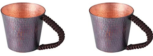 MTFBQ Handgemachte Kupferbecher-Set Im Japanischen Stil, Beste Freundin Tasse, Elegante Espresso-Kupfer-Kaffeetassen, Zwei Verdickte Hitzebeständige Tassen, Teebetassen, 8Oz/230Ml, Geschenke